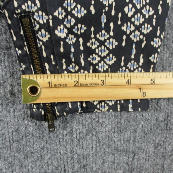 Pilcro Pants Women 28 Black Geometric Ankle Zip Serif Stretch Anthro Fit 30x28 - Picture 14 of 16